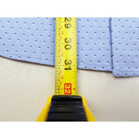 Scotch & Soda Amsterdam Sz 16.5/42 Mens Modern Fit Stretch Blue Polka Dots Shirt - Picture 10 of 12